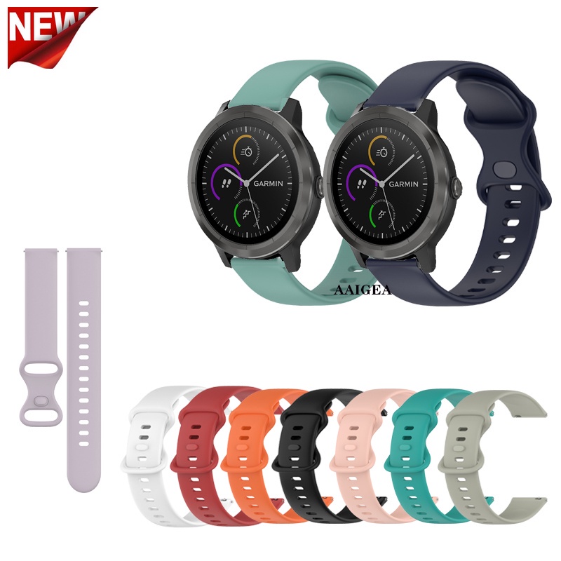 20mm適用於Garmin Vivoactive 3音樂/Forerunner 645 245/Venu Sq 矽膠錶帶