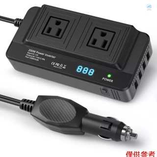 Crtw 200W 汽車變頻器 12V 至 110V 改良正弦波電源轉換器汽車電氣變頻器變壓器，附 2 個交流電源插座