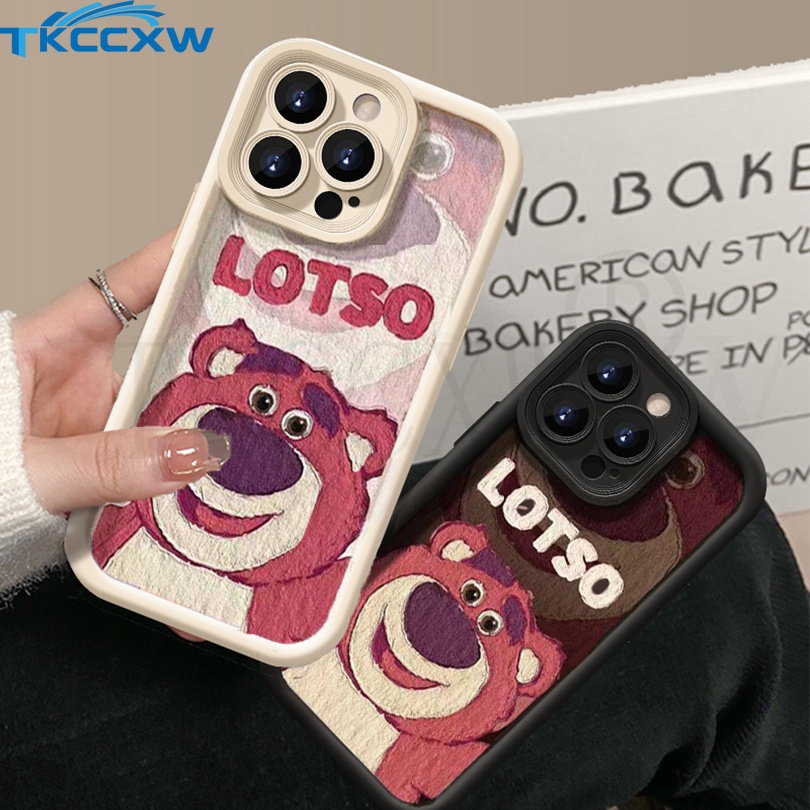 創意彩繪losso手機殼兼容redmi K70 Pro K70E磨砂草莓熊矽膠防摔軟殼