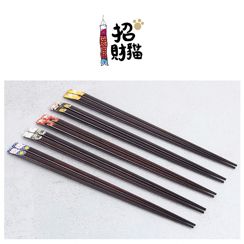 家庭分餐日式尖頭筷子家用壽司料理店貓咪卡通筷子創意5色指甲筷