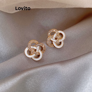 Lovito 女士優雅素色金屬耳環 LFA09145