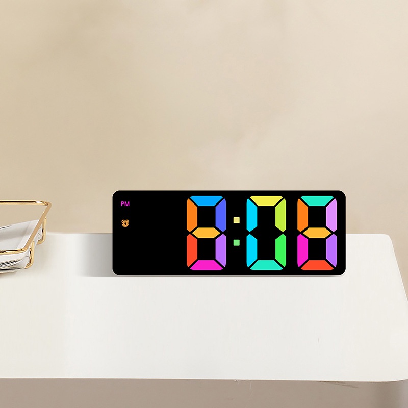 爆款 高清時鐘 RGB變色電子鐘 簡約多功能鬧鐘 學生創意時鐘 大屏鐘錶
