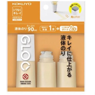 【東京速購】日本代購 KOKUYO GLOO 方形膠水 強黏型 不皺型 膠水 補充瓶 3入組(1本體+2入補充)
