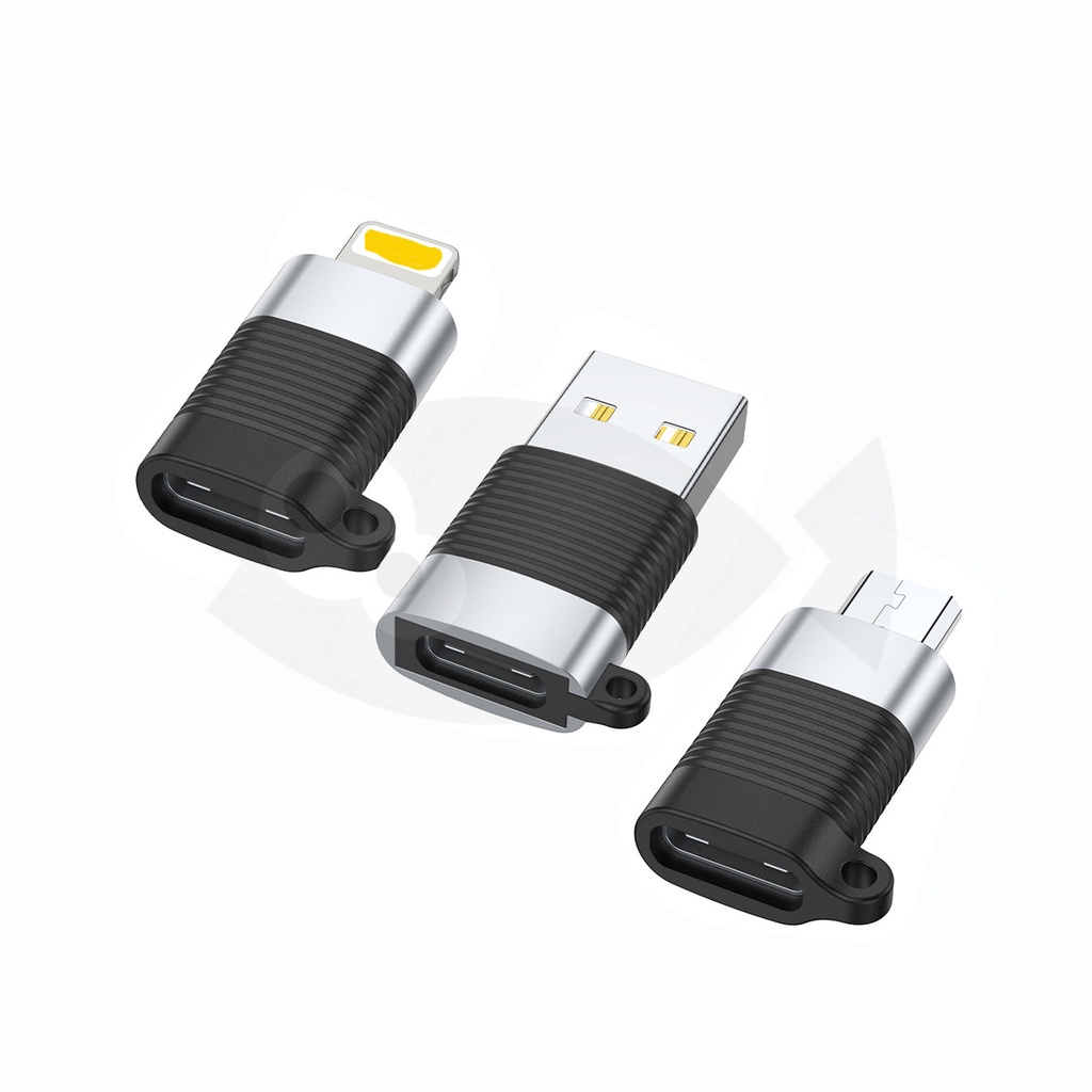 USB 2.0 A母Type-C Lightning轉Type-C Micro USB鋁殼掛繩轉接頭