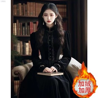 爆款現貨 辣妹洋裝裙 法式復古宮廷風黑色絲絨洋裝女 宴會禮服高階感氣質顯瘦長裙女 極速出貨