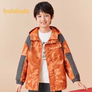 Balabala童裝兒童外套男童2024新款春冬季新年紅加厚保暖兩件套