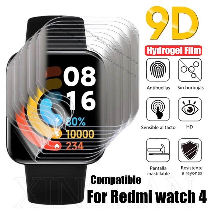 有源智能錶帶屏幕保護膜 - 兼容 Redmi Watch4 軟水凝膠膜 - 超高清防刮複合膜 - 高品質防水全覆蓋曲面膜