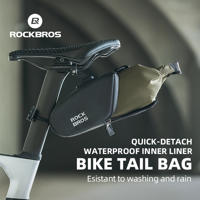 Rockbros 自行車馬鞍包分離式可擴展防水大容量自行車包適用於 MTB 公路自行車快速釋放自行車配件 1.3L