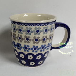[HOME] 馬克杯 波蘭陶 早餐杯 牛奶杯 拿鐵杯 水杯 歐式古典鄉村藍色花卉圖案 波蘭進口 收藏