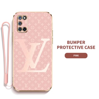 YBD LV 矽膠手機殼適用於 OPPO A52 A92 掛繩用於薄殼帶鏡頭保護
