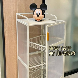 免安裝 客廳零食櫃 收納櫃 帶門旋轉小推車 置物架 收納架 儲物櫃 玩具櫃 收納櫃 家用廚房落地多功能收納櫃