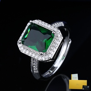 【附證書】奢華翡翠戒指時尚綠鑽戒指氣質女士高級珠寶