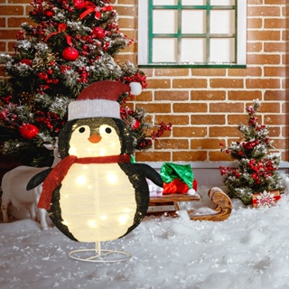 聖誕點亮雪人企鵝 IP65 防水點亮聖誕 40 LED 燈電池供電定時可調光家用聖誕萬聖節裝飾品