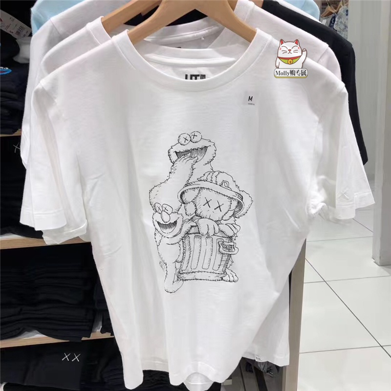 現貨日本U--T恤KAWS X 芝麻街夏季清涼短袖陳冠希同款 1019