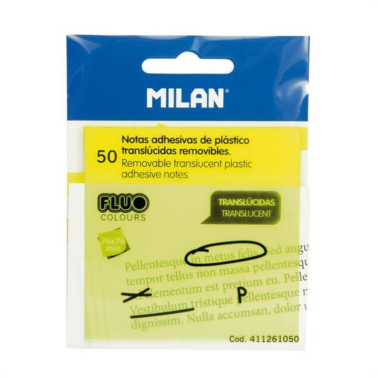 MILAN半透明便利貼（螢光黃）－76mm－50張【金石堂】