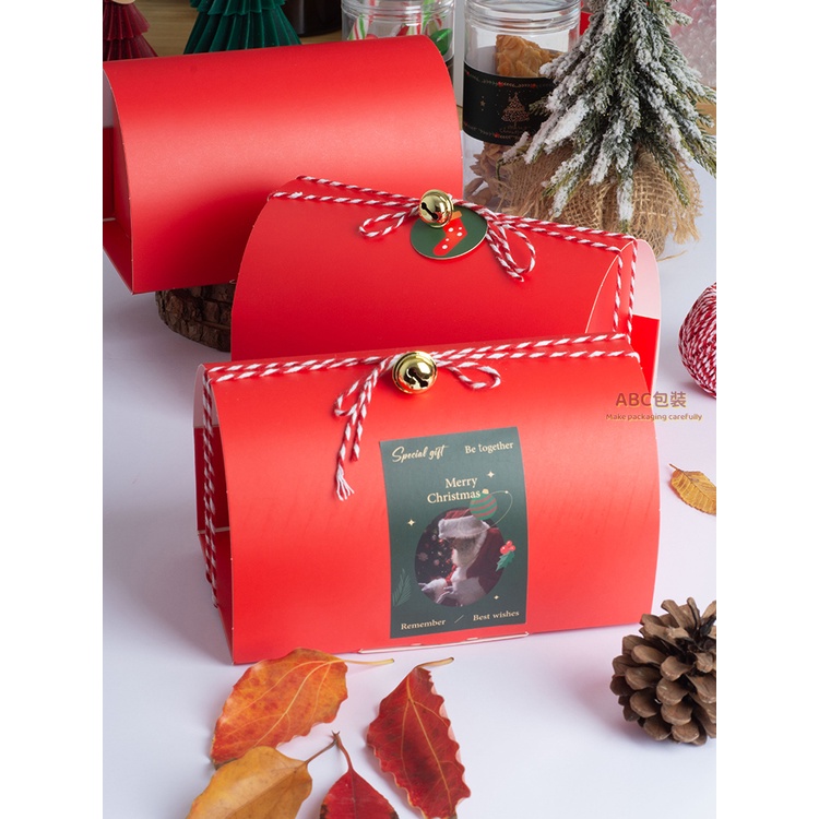《耶誕紅色郵筒包裝盒》耶誕新年蛋糕捲包裝盒 毛巾卷 瑞士捲 西點磅蛋糕烘焙紅色郵筒禮盒 西點盒 紙盒