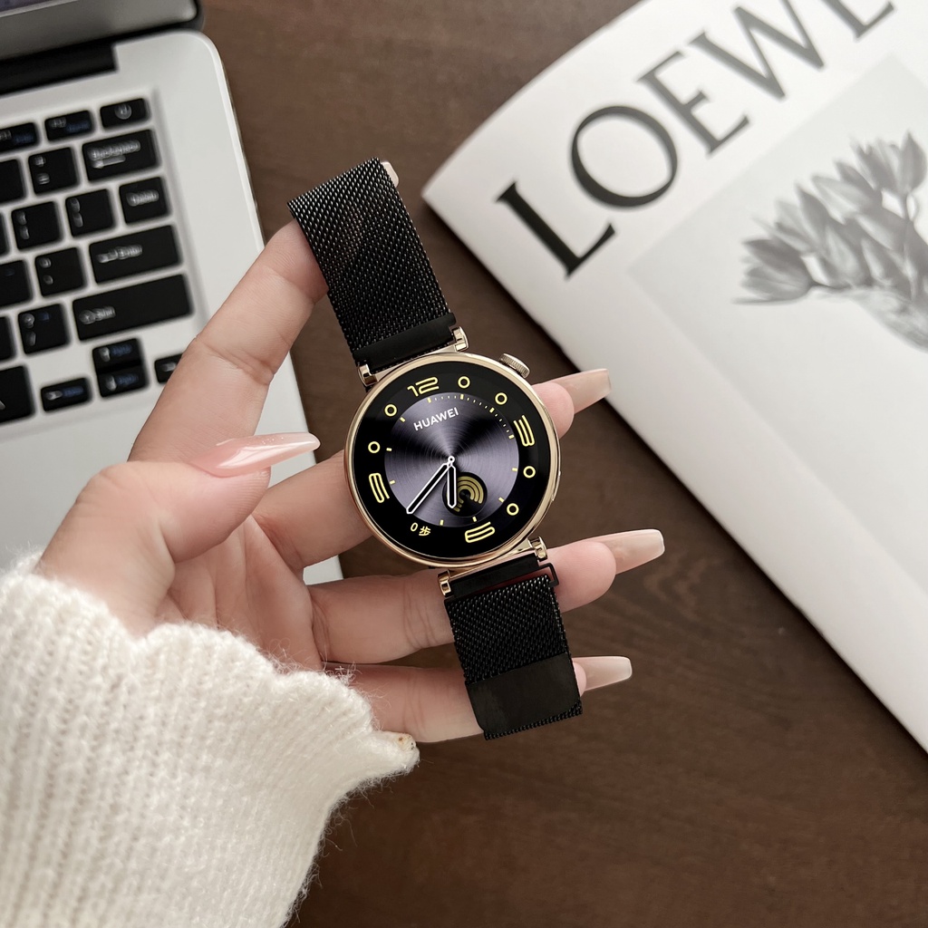 適用於18mm錶帶 磁吸金屬迴環錶帶 適用於Huawei GT4/Watch 1/B5