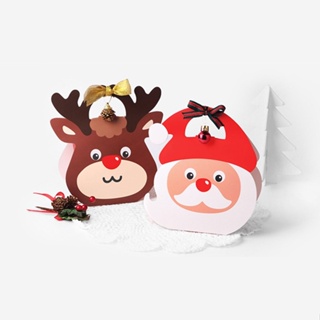 可愛手提耶誕節包裝禮盒批發麋鹿糖果創意包裝卡通禮物盒耶誕現貨