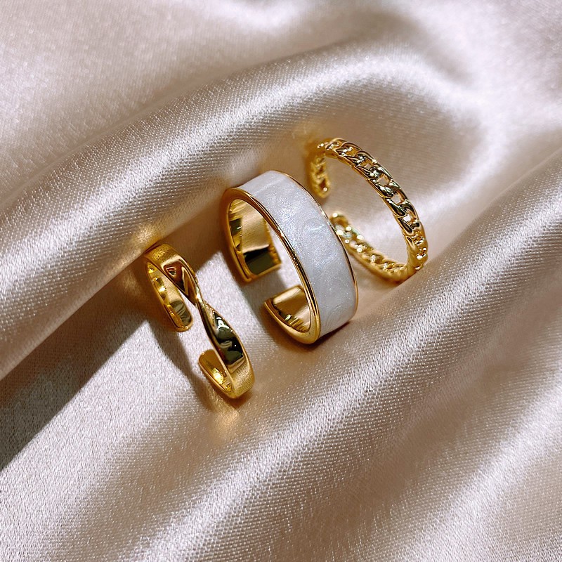 3 件裝時尚戒指金屬簡約設計戒指套裝手指戒指關節戒指女士女孩