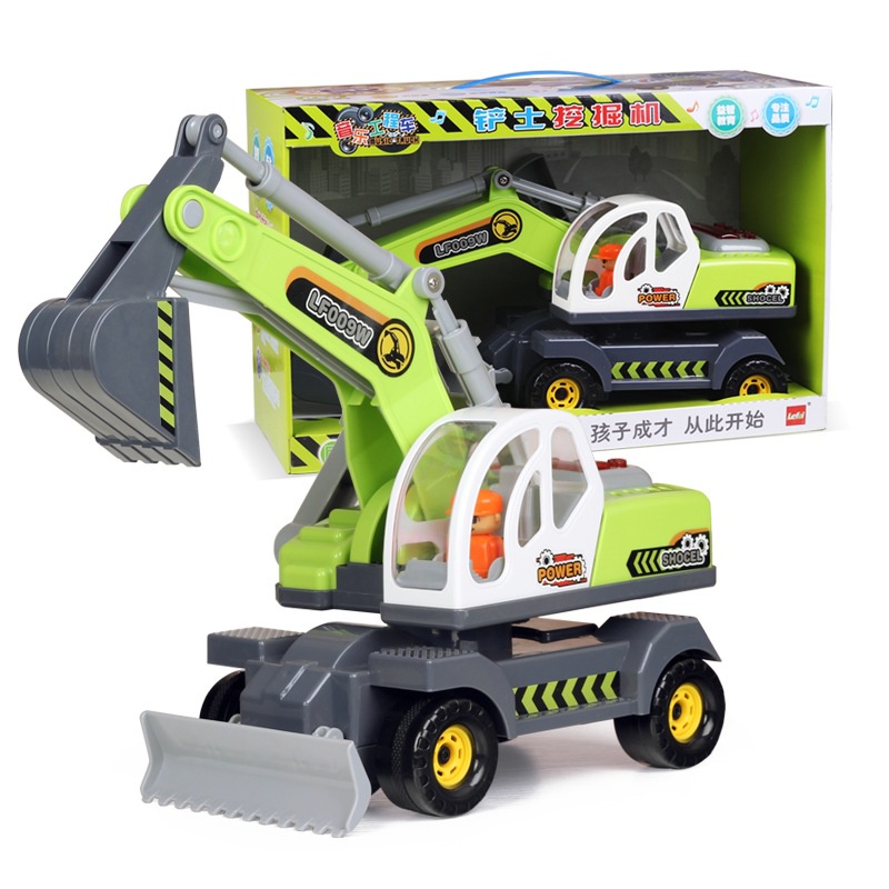 🌈會講故事的工程車兒童玩具車寶寶3-6歲聲光挖掘機吊車挖土機攪拌車模型