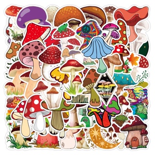 50pcs可愛蘑菇塗鴉貼紙防水可移汽車行李箱筆記本冰箱水杯貼紙
