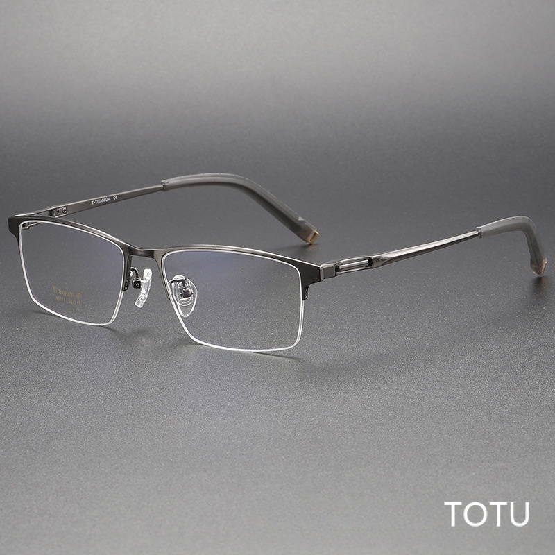 【TOTU眼鏡】金屬框眼鏡 2023時尚方框眼鏡架男款80877商務小臉可配度數近視鈦架純鈦半框眼鏡