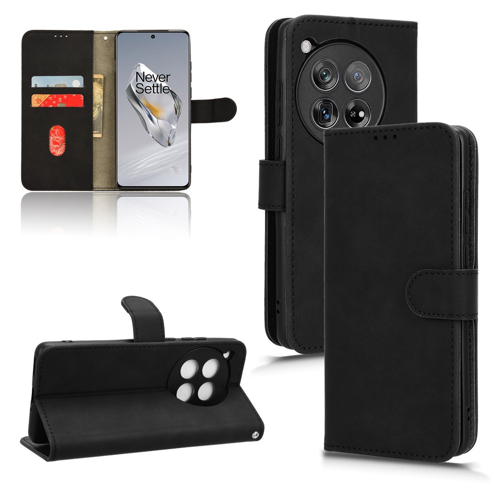 奢華肌膚手感 翻蓋皮套 一加 OnePlus 12 5g 手機殼 1+12 保護殼 支架插卡 掀蓋殼 磁扣