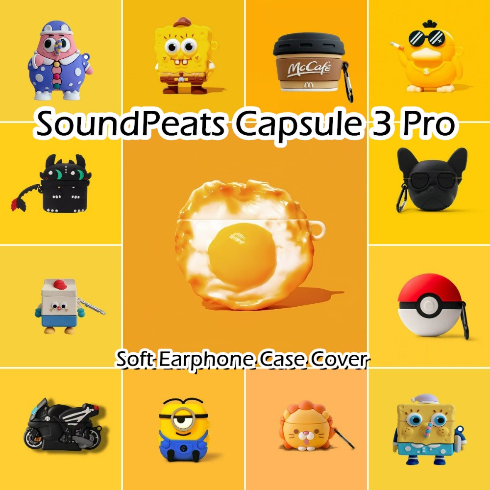現貨! 適用於 SoundPeats Capsule 3 Pro Case 有趣的卡通造型軟矽膠耳機套外殼保護套 NO.