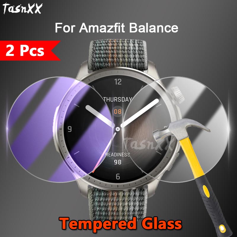 1/2/3/5 件適用於 Amazfit Balance 智能手錶 2.5D 超薄透明/防紫光 9H 鋼化玻璃屏幕保護膜