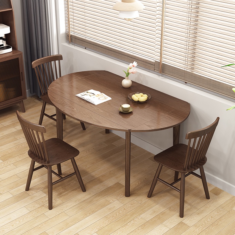 宅配到家，可到付·方形可變圓桌新中式實木餐桌摺疊飯桌椅組合伸縮長小戶型家用方桌