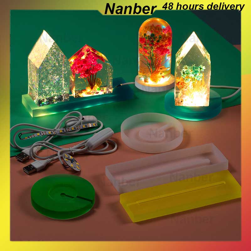 Nanber水晶魔方長方形矽膠模具套裝diy環氧樹脂標本底座燈模具手工工藝品飾品模具製作工具