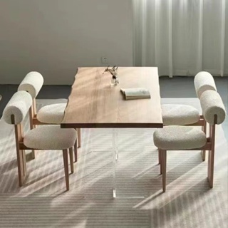 『One home』餐椅 餐桌椅 侘寂風北歐實木餐椅傢用複古簡約靠背化妝椅設計師中古網紅餐椅
