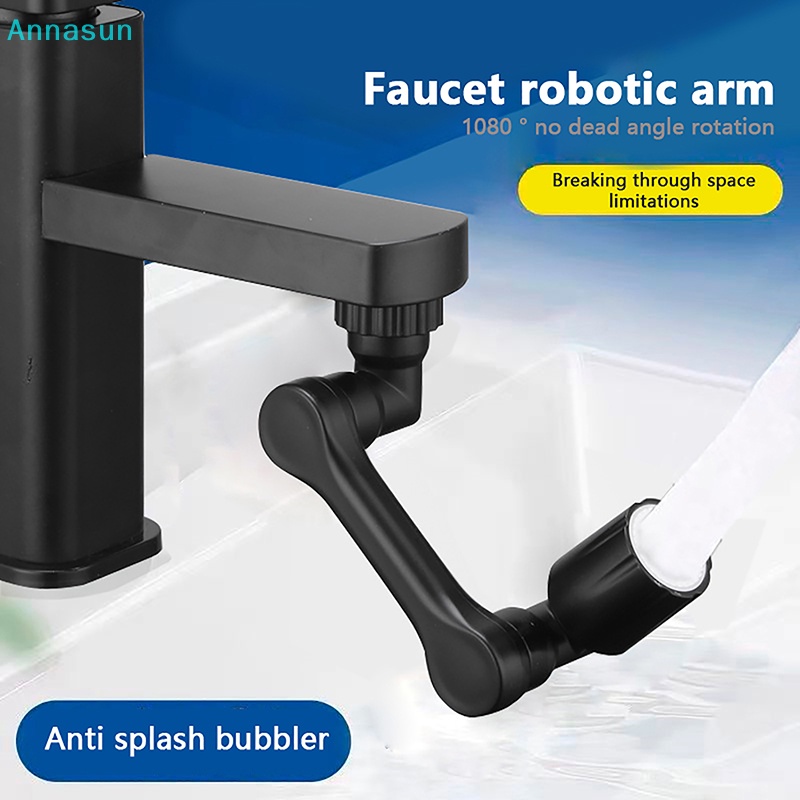 Annasun 黑色通用 1080° 用於廚房機械臂水龍頭 HG 的旋轉水龍頭延長器塑料雙模式 er 頭起泡器