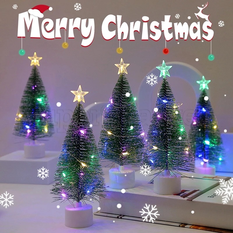 Led 迷你聖誕樹 / 新年裝飾 LED 迷你聖誕樹燈 / 小松針樹燈桌面裝飾品 / 發光松針樹 /【不含或者含燈串】