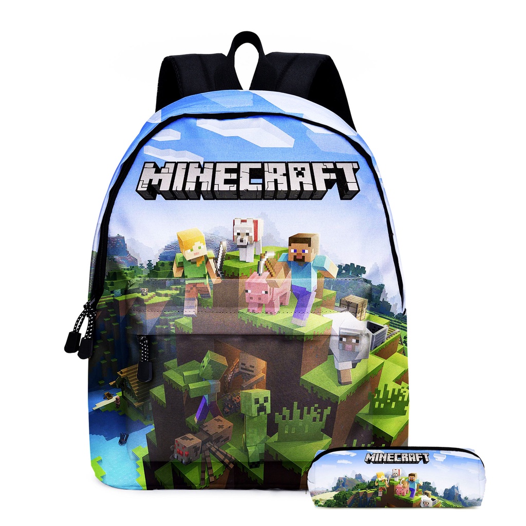 Minecraft 背包學生男孩女孩背包書包 Mochila 動漫卡通禮品袋生日禮物