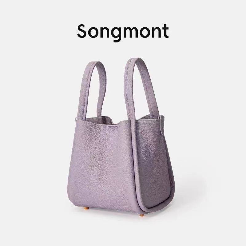 Songmont 中號籃子頂層牛皮設計師大容量單肩手提包