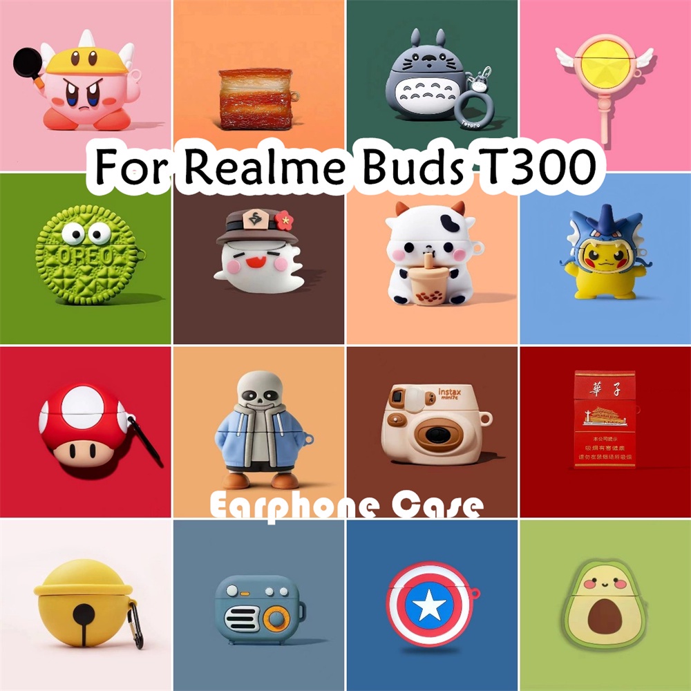 現貨!適用於 Realme Buds T300 保護套酷卡通圖案軟矽膠耳機保護套保護套 NO.2