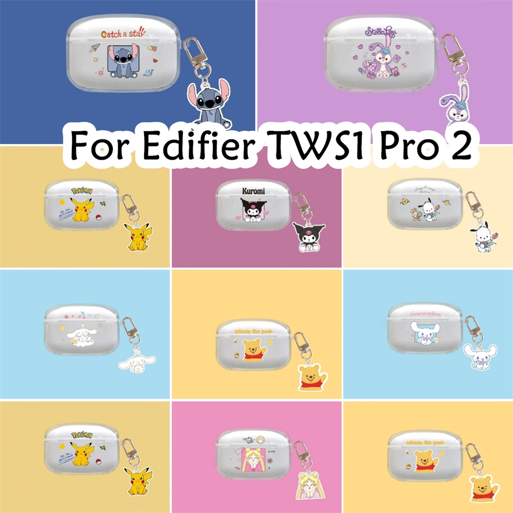 EDIFIER 現貨!適用於漫步者 TWS1 Pro 2 Case 透明卡通圖案軟矽膠耳機套外殼保護套