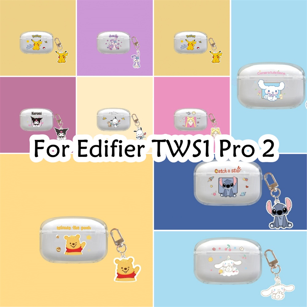 EDIFIER 【imamura】適用於漫步者 Tws1 Pro 2 Case 透明卡通圖案軟矽膠耳機套外殼保護套