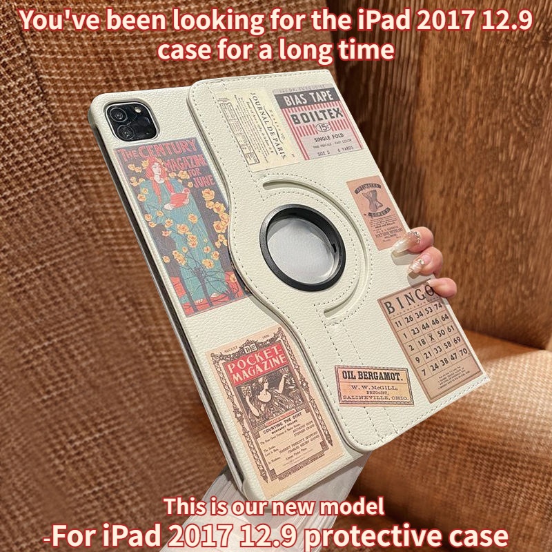 適用於 iPad Pro 2017 12.9 的 360 度旋轉保護套帶磨損元素貼紙 TPU 兼容 iPad 2022