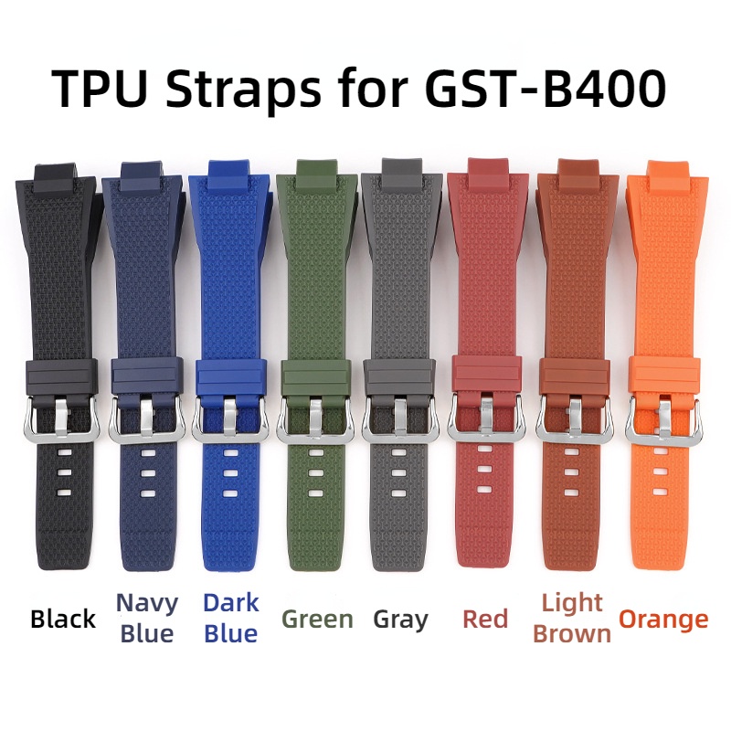 適用於 GST-B400 錶帶 TPU 矽膠錶帶快速釋放彩色防水手鍊男士女士 GST B400 腕帶