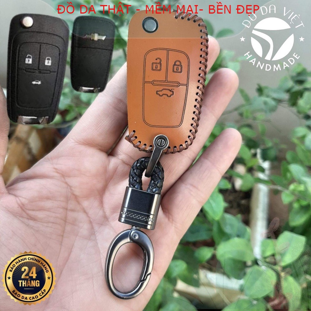 雪佛蘭 Spark、科魯茲汽車鑰匙皮套、電動鑰匙折疊 3 真牛皮革按鈕