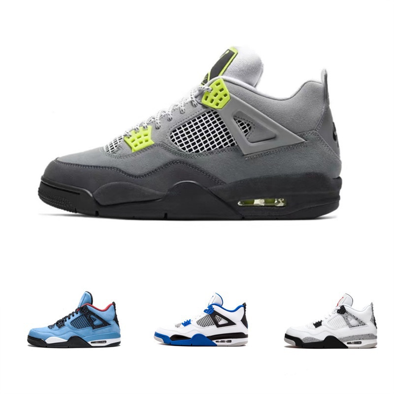 Jor air and 4 Retro 4 aj4 jordan4代灰綠色同款男女運動休閒鞋情侶鞋