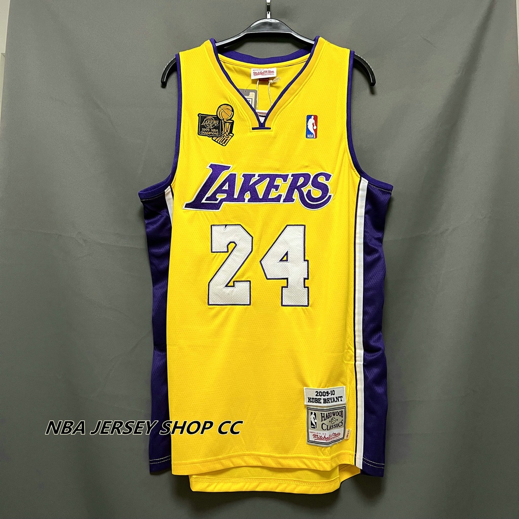 男式全新原創 NBA 總決賽 2009-10 洛杉磯湖人隊 #24 Kobeˉbryant 復古球衣黃色