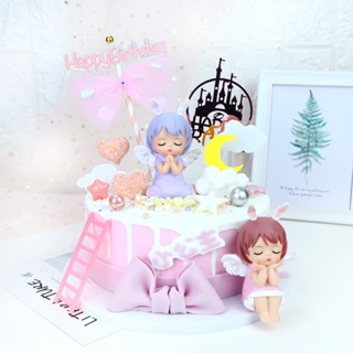 Annie Angel 嬰兒蛋糕裝飾公主女孩生日快樂蛋糕禮帽汽車配件兒童玩具嬰兒沐浴烘焙用品