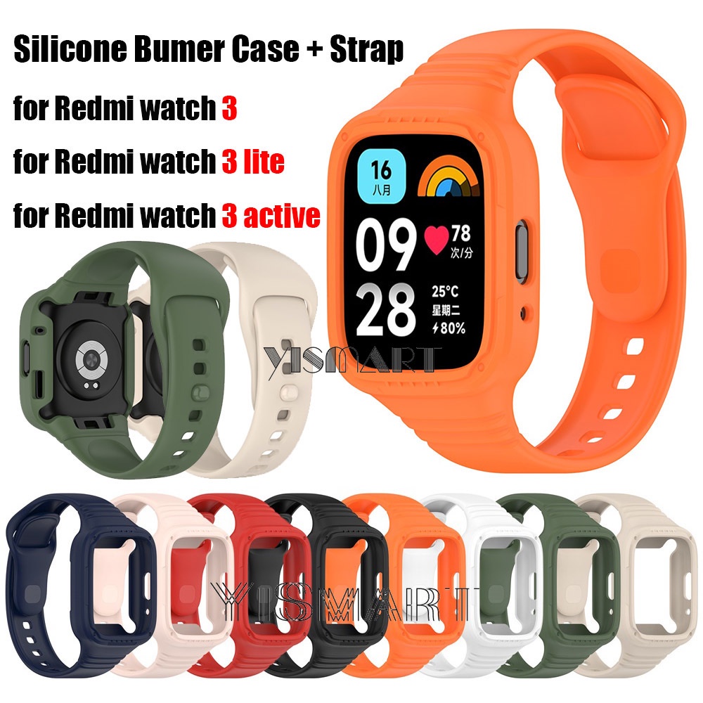 適用於 Redmi Watch 3 手鍊腕帶的 Redmi Watch 3 Lite 主動替換矽膠保險槓錶帶
