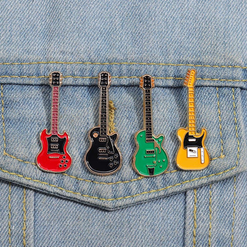 創意吉他金屬徽章電吉他復古時尚樂器胸針學生書包裝飾別針飾品禮物