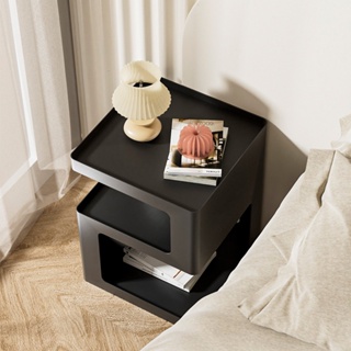 『MOKA®摩卡』麥凡鐵藝床頭櫃現代卧室簡約黑色床頭置物架小戶型傢具幾何床邊櫃