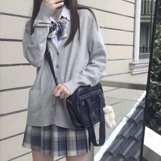 🌟Lovely愛出貨🌟 外套開衫女春秋日系學院風制服校供感基礎款深灰長袖針織上衣東大門款韓款韓版