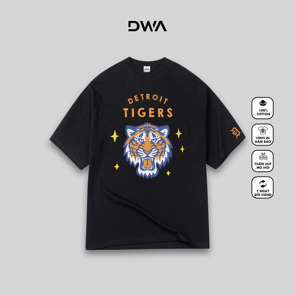 Mlb Tiger Of The Year 寬袖 T 恤,中性棉質基本款圓領寬款 T 恤,DWA.Studio